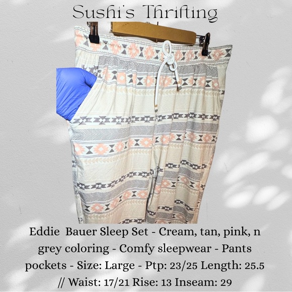 Eddie Bauer Cream and Tan Pajama Set - Picture 5 of 9